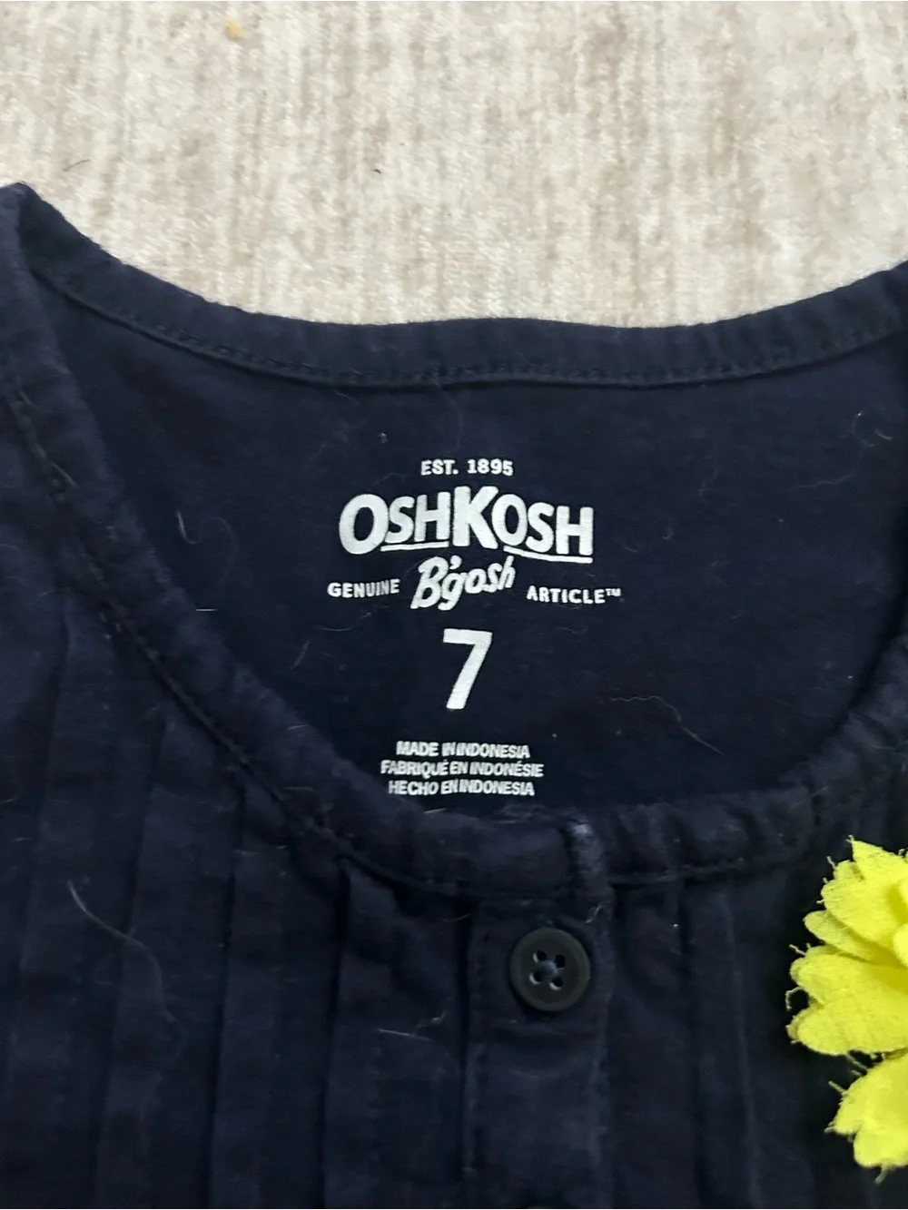 OshKosh B'gosh Navy Tank with Yellow Flower Accent